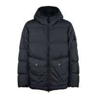 Geci de iarna Stone Island Blue Recycled Lightweight Nylon Reps Hooded Down Jacket Barbati