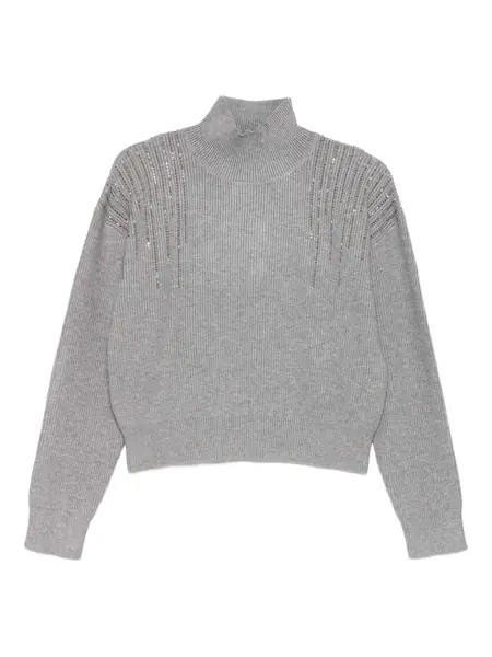 Pulovere SEVENTY Seventy Roll-Neck Sweater With Sparkling Rhinestone Details GREY Femei (BM 19244697) 3