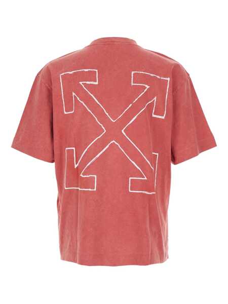 Tricouri Off-White Red Crewneck T-Shirt With Print On Front And Rear And Faded Effect In Cotton Man RED Barbati (BM 19244856) 2