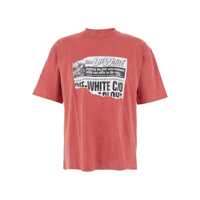 Tricouri Red Crewneck T-Shirt With Print On Front And Rear And Faded Effect In Cotton Man Barbati