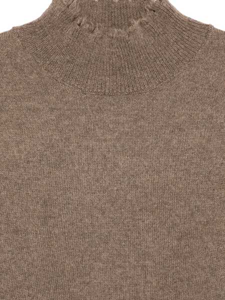 Pulovere ANTONELLI Antonelli Ribbed Knit Sweater With High Neck And Frayed Hem BROWN Femei (BM 19245153) 3