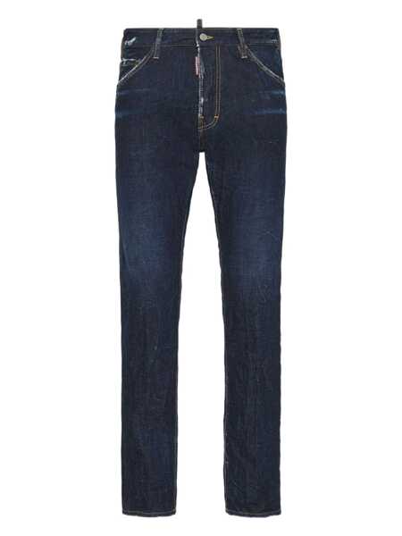 Blugi DSQUARED2 Cool Guy Blue Jeans With Logo Patch On The Rear And Ripped Details In Denim Man BLUE Barbati (BM 19245666) 1