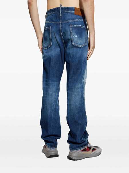 Blugi DSQUARED2 642 Blue Jeans With Logo Patch On The Rear In Denim Man BLUE Barbati (BM 19245669) 4