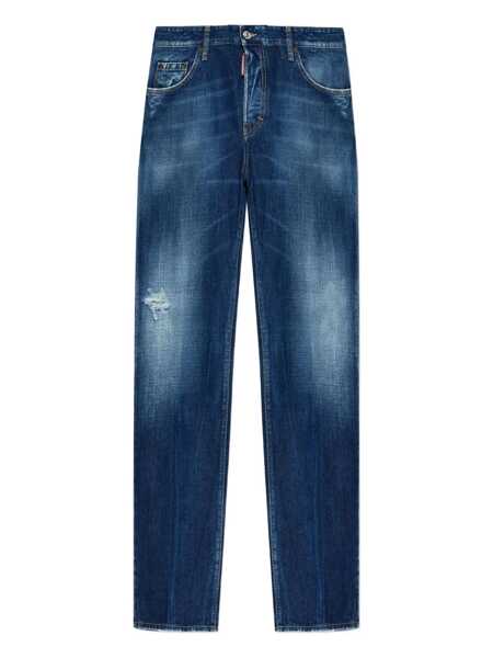 Blugi DSQUARED2 642 Blue Jeans With Logo Patch On The Rear In Denim Man BLUE Barbati (BM 19245669) 1