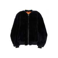 Bomber jacket Black Bomber Jacket With Zip Closure In Fur Woman Femei