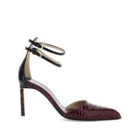 Pantofi cu toc Bordeaux Pumps With High Stiletto Heel And Ankle Strap Closure In Leather Woman Femei