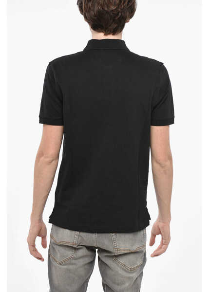 Tricouri Polo Diesel Hopsack Cotton Blend Smith Polo With Logo Patch Black Barbati (BM 19246328) 2