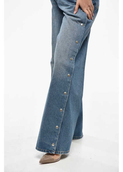 Blugi drepti Stella McCartney High Waist Wide Leg Jeans With Side Buttons 29Cm Blue Femei (BM 19246331) 2