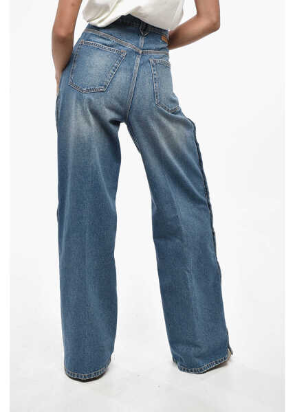 Blugi drepti Stella McCartney High Waist Wide Leg Jeans With Side Buttons 29Cm Blue Femei (BM 19246331) 3