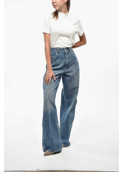 Blugi drepti Stella McCartney High Waist Wide Leg Jeans With Side Buttons 29Cm Blue Femei (BM 19246331) 4