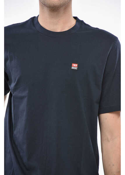 Tricouri Diesel Crew Neck Cotton T-Shirt With Logo Patch Blue Barbati (BM 19246334) 3