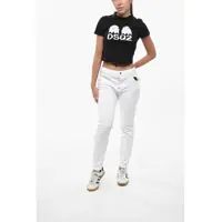 Imbracaminte DSQUARED2 Dama - Tricouri DSQUARED2 Pac-Man Cropped Mini Fit Crew-Neck T-Shirt With Monogram Black Femei (BM 19246340) - B-mall.ro