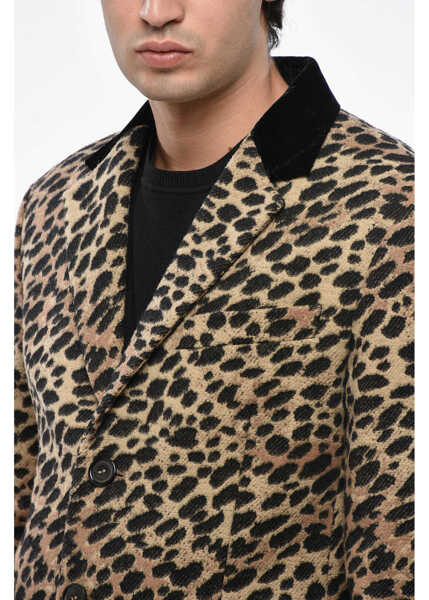 Paltoane DSQUARED2 Animal Motif 70S Maxi Coat With Glitter Collar Multicolor Barbati (BM 19246352) 3