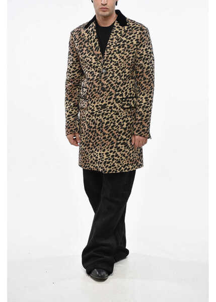 Paltoane DSQUARED2 Animal Motif 70S Maxi Coat With Glitter Collar Multicolor Barbati (BM 19246352) 4