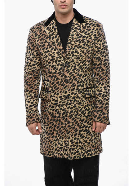 Paltoane DSQUARED2 Animal Motif 70S Maxi Coat With Glitter Collar Multicolor Barbati (BM 19246352) 1