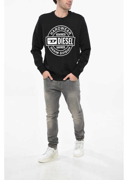 Bluze de trening Diesel Crew Neck Hard Wear Sweatshirt With Front Print Black Barbati (BM 19246355) 4