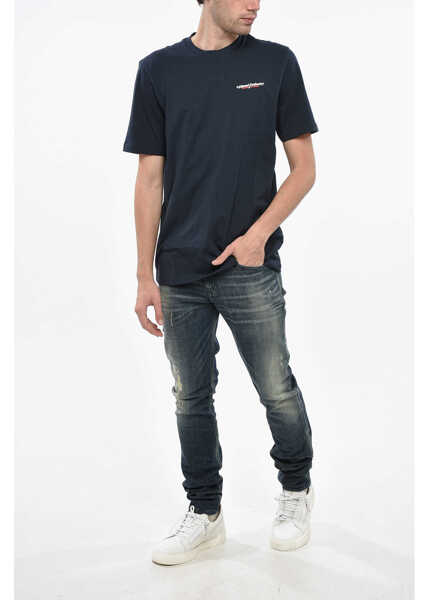 Tricouri Diesel Crew Neck Industry T-Shirt With Embossed Logo Blue Barbati (BM 19246358) 4