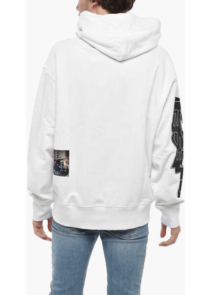 Bluze de trening Diesel Red Tag Brushed Cotton Macs Hoodie With Print White Barbati (BM 19246370) 2