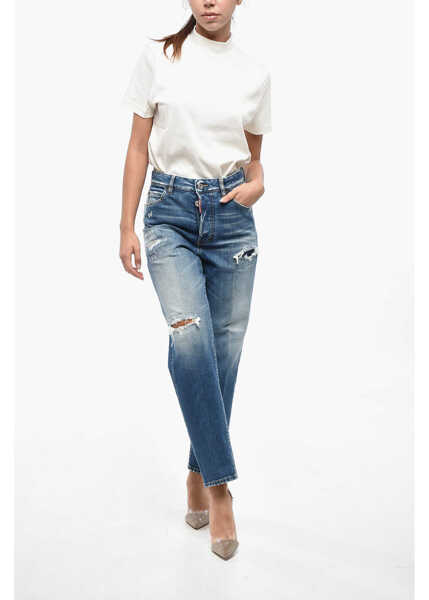 Blugi drepti DSQUARED2 Delav Boston Fit Denims 19Cm Blue Femei (BM 19246376) 4