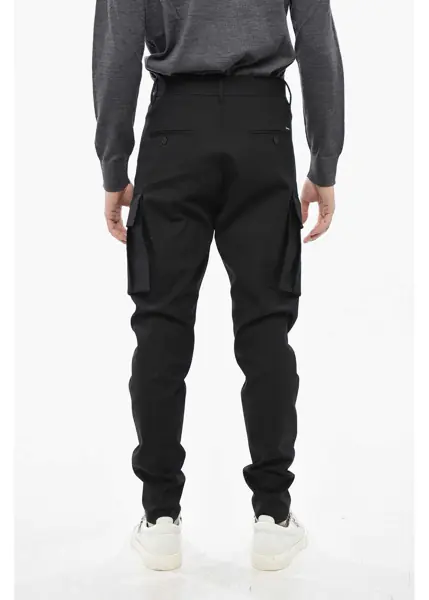 Pantaloni casual DSQUARED2 Single-Pleated Virgin Wool Aviator Cargo Pants Black Barbati (BM 19246391) 2