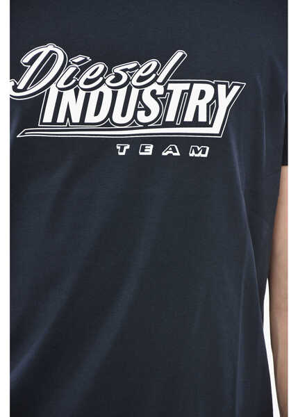Tricouri Diesel Crew Neck Industry T-Shirt With Embossed Logo Blue Barbati (BM 19246394) 3