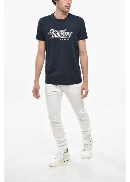 Tricouri Diesel Crew Neck Industry T-Shirt With Embossed Logo Blue Barbati (BM 19246394) 4