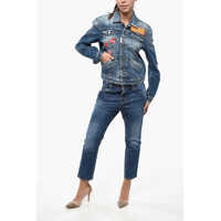 Geci de blugi Dama - Geci de blugi DSQUARED2 Pac-Man Denim Boyfriend Jean Jacket With Patches Blue Femei (BM 19246403) - B-mall.ro