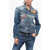 DSQUARED2 Pac-Man Denim Boyfriend Jean Jacket With Patches Blue