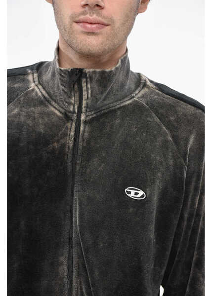 Bluze de trening Diesel Red Tag Mock Neck Chenille Sweatshirt With Full Zip Brown Barbati (BM 19246409) 3