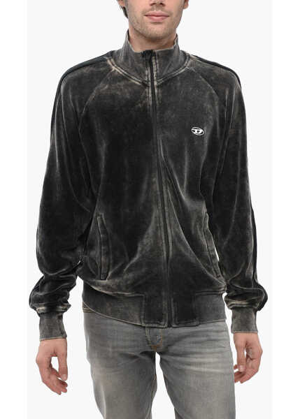 Bluze de trening Diesel Red Tag Mock Neck Chenille Sweatshirt With Full Zip Brown Barbati (BM 19246409) 1