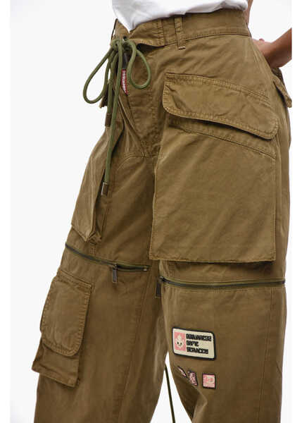 Pantaloni casual DSQUARED2 Cotton Hybrid Cargo Pants With Zip Military Green Femei (BM 19246418) 2