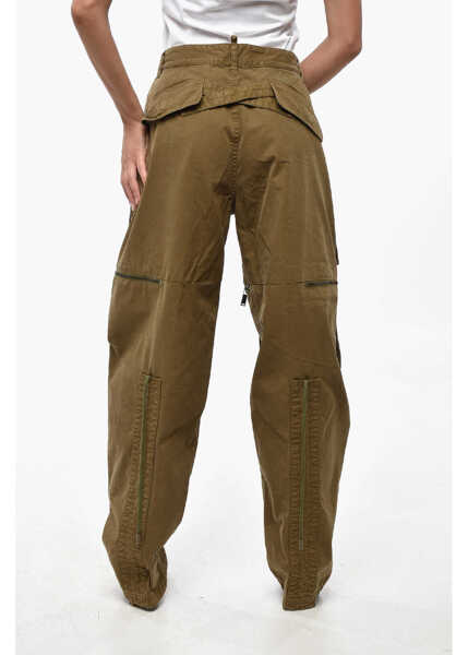 Pantaloni casual DSQUARED2 Cotton Hybrid Cargo Pants With Zip Military Green Femei (BM 19246418) 3