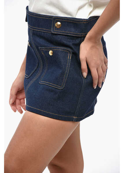 Fuste casual Cline Dark Washed Denim Miniskirt With Logoed Buttons Blue Femei (BM 19246421) 2