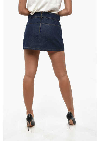 Fuste casual Cline Dark Washed Denim Miniskirt With Logoed Buttons Blue Femei (BM 19246421) 3