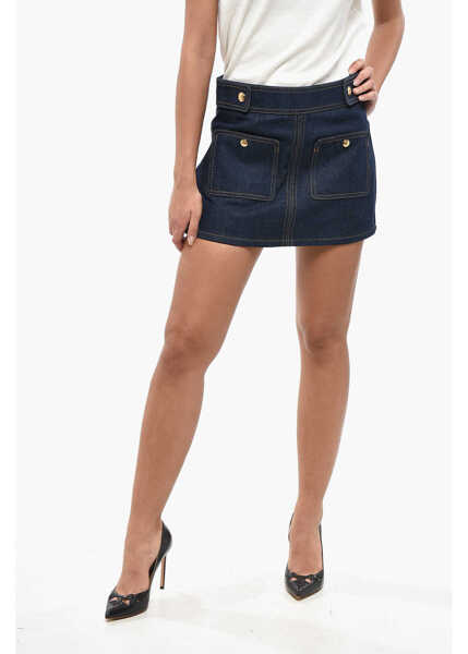 Fuste casual Cline Dark Washed Denim Miniskirt With Logoed Buttons Blue Femei (BM 19246421) 1