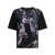 PUCCI Cotton and silk crewneck T-shirt with print Black