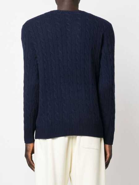 Pulovere Ralph Lauren Wool and cashmere crewneck sweater with logo Blue Barbati (BM 19246683) 4