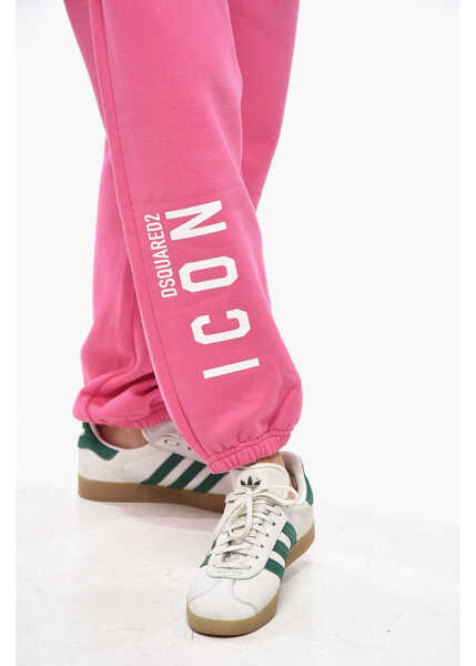Pantaloni de trening DSQUARED2 Fleeced-Cotton V-Icon L.a. Joggers With Drawstring Waist Pink Femei (BM 19247066) 2