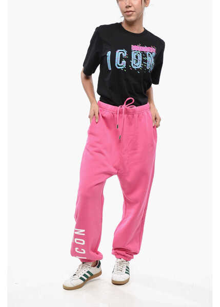 Pantaloni de trening DSQUARED2 Fleeced-Cotton V-Icon L.a. Joggers With Drawstring Waist Pink Femei (BM 19247066) 4