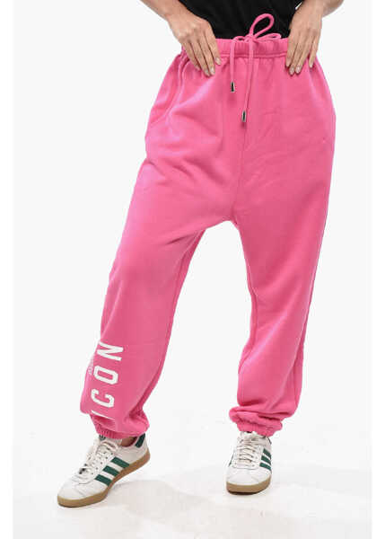 Pantaloni de trening DSQUARED2 Fleeced-Cotton V-Icon L.a. Joggers With Drawstring Waist Pink Femei (BM 19247066) 1