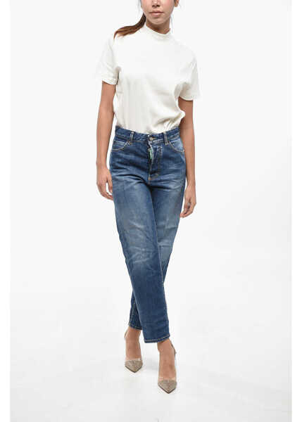 Blugi drepti DSQUARED2 Olop Delav Boston Fit Denims 19Cm Blue Femei (BM 19247075) 4