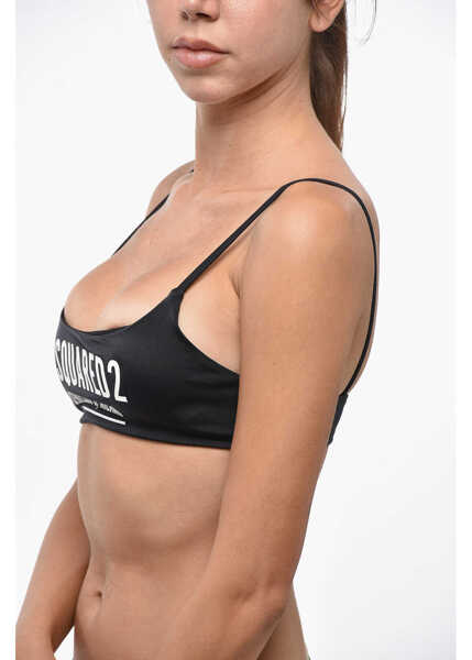 Sutiene DSQUARED2 Bandeau Bikini Top With Frontal Maxi Logo Black Femei (BM 19247078) 2