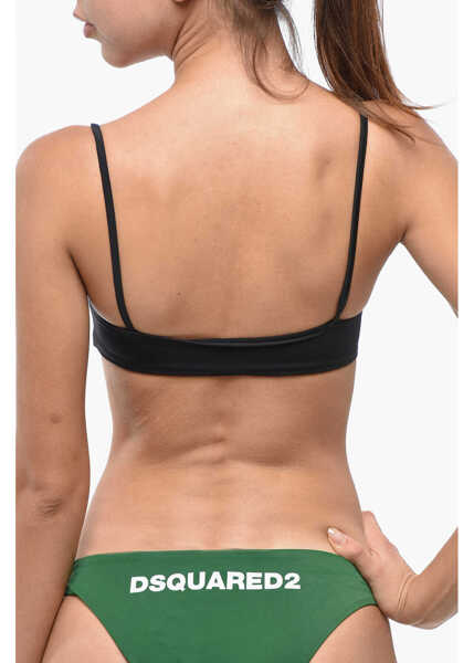 Sutiene DSQUARED2 Bandeau Bikini Top With Frontal Maxi Logo Black Femei (BM 19247078) 3