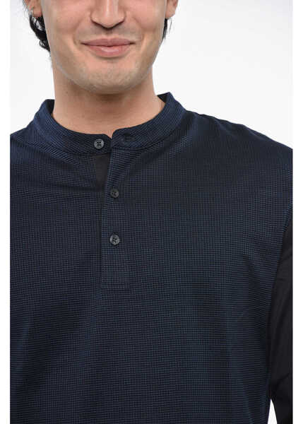 Tricouri Hugo Boss Long Sleeved Solid Color Henley T-Shirt Blue Barbati (BM 19247084) 3