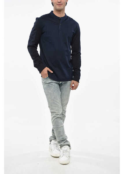 Tricouri Hugo Boss Long Sleeved Solid Color Henley T-Shirt Blue Barbati (BM 19247084) 4