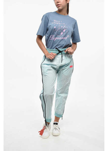 Pantaloni de trening DSQUARED2 Cotton Joggers With Side Zip Blue Femei (BM 19247099) 4