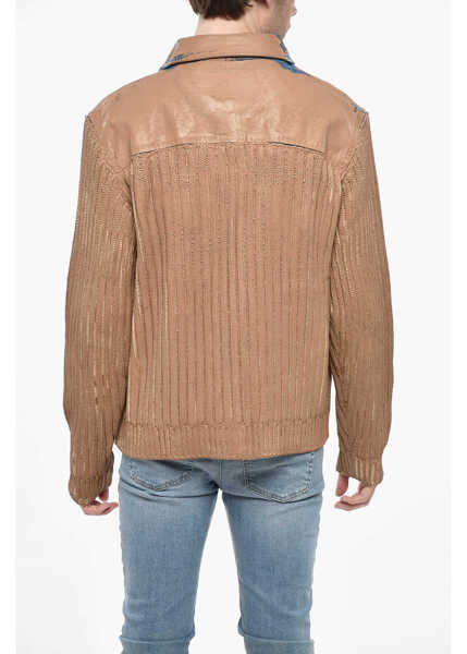 Geci de blugi Diesel Coated Denim Layton Jacket With Knitted Sleeves Beige Barbati (BM 19247102) 2