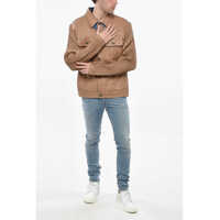Geci de blugi pentru Barbati - Geci de blugi Diesel Coated Denim Layton Jacket With Knitted Sleeves Beige Barbati (BM 19247102) - B-mall.ro