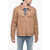 Diesel Coated Denim Layton Jacket With Knitted Sleeves Beige