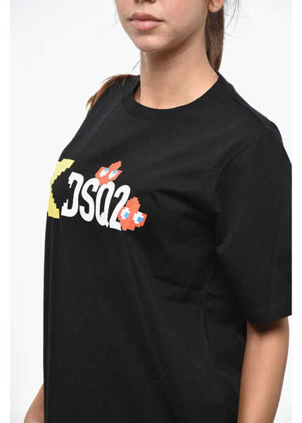 Tricouri DSQUARED2 Pac-Man Printed Easy Fit Crew-Neck T-Shirt Black Femei (BM 19247111) 2